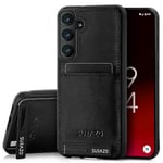 SURAZO Étui de Protection arrière en Cuir véritable de qualité supérieure pour Samsung Galaxy A55 – Étui de Protection en Cuir résistant aux Chocs avec Compartiment pour Cartes, Fonction Support,