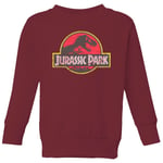 Jurassic Park Logo Vintage Kids' Sweatshirt - Burgundy - 7-8 Years - Burgundy