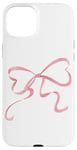 iPhone 15 Plus Coquette Pink Ribbon Bow Cute Heart Shape Soft Girl Case