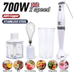 4-IN-1 Hand Blender 700W Electric Stick Curry Puree Food Mixer Whisk & Chopper