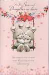 Son And Daughter In Law Wedding Anniversary Card Large Cute UK 9"x6" B