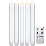 goobay Bougies LED sur tige avec fonction minuterie/Bougies LED avec télécommande/Lumière chaude/Bougies LED en cire véritable flamme vacillante/Bougies électriques, lot de 5 / Blanc 49867