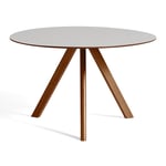 CPH20 Round Table Ø 120, WB Lacquered Walnut, Pebble Grey Linoleum Tabletop