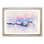 Big Box Art Clouds Over The Swiss Mountains Watercolour Framed Wall Art Picture Print Ready to Hang, Oak A2 (62 x 45 cm)