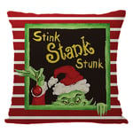 18'' Jultomte Grinch Tema Kuddfodral Grön Monster Handled Kudde Överkast Jul Hem Soffa Säng Bil Dekoration