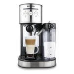 BECKEN Machine à Café Expresso,Cappuccino et Latte, 15 bar, Réservoir d'eau 1,2L, Réservoir à lait de 700 ml, Système Thermoblock, Double filtre pour deux tasses, Nettoyage facile, noir et Inox