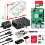 RasTech Raspberry Pi 5 8GO Kit 64GO Edition avec Active Cooler,Alimentation 27W 5.1V5A USB-C,Pi5 8GO Board,Kit Lecteur de Carte 64GO,Boîtier Pi 5,Double 4K Câbles de Micro HD Out,Manuel d'utilisation