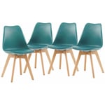 Lot de 4 chaises au design Scandinave contemporain pour salle à manger - Vert Foncé