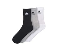 Adidas 3-Stripes Performance Crew Socks (pair Of 3), Multicolour (Black / Grey / White), Size 51-54