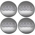 4 st Navkapslar, (Grå) för Audi 60MM Vattentäta Navkapslar Dammtäta Fälgar Nav med Bil Logotyp Emblem Tillbehör