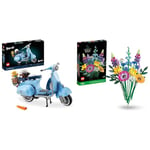 LEGO 10298 Icons Vespa 125 Scooter, Vintage Italian Iconic Model Building Kit & 10313 Icons Wildflower Bouquet Set, Artificial Flowers with Poppies and Lavender, Crafts, Botanical Collection