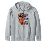 I Am The Storm - Black History Month - Messy Bun Girl Zip Hoodie