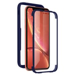 Coque 360° pour iPhone XR Dos Rigide Protection Écran Souple Contour bleu