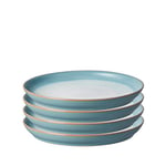 Denby - Azure Haze Blue Coupe Medium Plates Set of 4 - Stoneware Ceramic Plates For Everyday Use - Dishwasher, Oven, Microwave, Freezer Safe - Blue, White Reactive Gradient Glaze - Chip Resistant