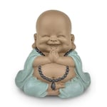 Grande Statue Bébé Bouddha Rieur Prieur - Charmant Porte-Bonheur -Décoration FengShui Atypique - Ambiance Zen- Idée Cadeau Mignonne et Spirituelle -H 20.5 cm – Zen’Light