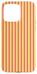 Coque pour iPhone 15 Pro Max Jaune corail rose rayé Esthétique Girly Preppy Stripes