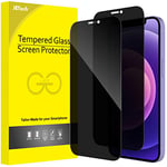 JETech Privacy Full Coverage Screen Protector for iPhone 12/12 Pro 6.1-Inch, Anti-Spy Tempered Glass Film, Edge to Edge Protection Case-Friendly, 2-Pack