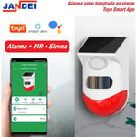 Jandei - Alarme solaire intégrée à la batterie de la sirène extérieure Tuya Smart App Amazon Alexa Google Home Security App Tuya