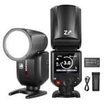 NEEWER Z2-C Flash Speedlite TTL Tête Ronde 2,4G Compatible avec Canon, Flash Speedlight HSS 1/8000s Nouvelle Interface Utilisateur, 2 Lampes Pilotes, Sélecteur TCM TTL/M, Batterie 3000mAh, 600 Flashs