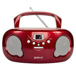 groov-e Orginal Boombox - Portable CD Player with Radio, 3.5mm Aux Port, & Headphone Socket - LED Display, 2 x 1.2W Speakers - Battery or Mains Powered - Red