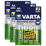 12 x Varta AA 2600mAh batteries Rechargeable Ni-MH 1.2V HR6 Stilo Power Accu