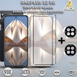 2-Pack ONEPLUS 12 5G Skärmskydd & 2-Pack linsskydd - Härdat Glas 9H - Super kvalitet 3D