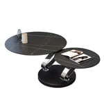 FTFTO Home Accessories Rotating Coffee Table Slate-Sized Round Coffee Table Small-Sized Retractable Multifunctional Stainless Steel Coffee Table in The Living Room