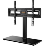 PERLEGEAR Universal TV Stand, Table Top TV Stand for 32-80 inch LCD LED TVs up to 45kg, Height Adjustable TV Stand with Tempered Glass Base & Cable Management, Swivel TV Stand Max VESA 600x400mm