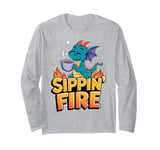 Sippin’ Fire Cute Dragon Tea Lover Long Sleeve T-Shirt