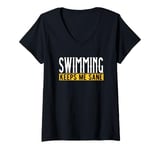 Womens Swimming Keeps Me Sane Aquatic Life V-Neck T-Shirt