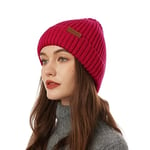 ineepor Bonnet Hiver Homme Femme Laine Mérinos Beanie Hat Tricoté Chapeau Unisexe Doublé Polaire Court Chaud Doux Confortable