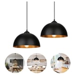 Swanew - 2x Suspension Luminaire Lampe suspendue Abat-jour Cuisine Lampe suspendue Plafond Noir-Doré Lumière Eclairage Design