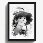 Arty Pie Framed Print Black A2 (24.5x18 Inch) Audrey Hepburn (2) V3, Wood, Multi-Colour, 60 x 42 x 2 cm