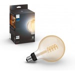 Philips Hue - filamentintelligent lampe, White ambiance, Filament Globe, E27, 9,5 cm