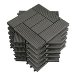 11 pièces Carrelage de sol Dalle wpc 30x30cm pour jardin terrasse extérieur fixation plug-in, Gris (1 m²) - Woltu