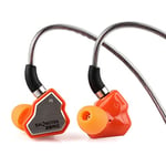 Linsoul 7Hz Salnotes Zero HiFi Écouteurs Intra-Auriculaires de 10 mm Dynamiques IEM avec Diaphragme en Métal Composite, Câble OFC 2 Broches Détachable (Orange, sans Mic)