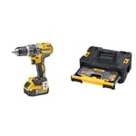 DEWALT - Perceuse Visseuse à Percussion Compact Brushless XR 18V Li-Ion 5Ah - DCD796P2-QW & DT71569-QZ - Juego de 100 piezas compatible con sistema Tstak