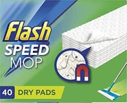 FLASH Speedmop Dry Pads Refills, Floor Cleaner, Trap and Lock Away Dust, Unscented, White, 40 Count, Pack of 3