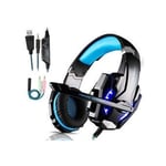 Casque de jeu PS4, casque de jeu Switch avec micro antibruit Casque de jeu Xbox One Lampe LED filaire Microphone réglable basse stéréo avec micro prise jack 3,5 mm pour PC/Mac/ordinateur/ordinateur portable