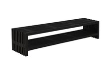 Rustikk benk Design av terrassebord 218x49x45cm m/hylle svar - Benker Svart Plus