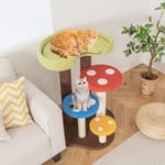 Design In - Arbre à chat Jouets pour chat 3 en 1 5 Niveaux, 3 Poteaux Sisal, Plates-formes Amovibles Champignons Colorés CW44420