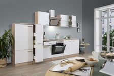 Cuisine équipée kitchenette en Chêne Blanc Merle 300 CM