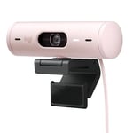 Logitech Brio 500 Webcam Streaming HD avec Expo Auto, Mode ’Show’, Deux Micros à Réduction de Bruit, Clapet Webcam Confidentiel, Compatible Microsoft Teams, Google Meet, Zoom, Câble USB-C - Rose