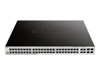 D-Link DGS 1210-52MP - Commutateur - intelligent - 48 x 10/100/1000 (PoE) + 4 x combo Gigabit - de bureau, Montable sur rack - PoE (370 W)