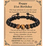 TEVOP 21st Birthday Gifts for Men, Tiger Eye Stone Bracelet 21st Birthday Gifts for Him Son Brother Grandson Friend, Perfect 21st Birthday Gift Ideas