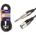 Câble audio - XLR mâle Jack 6.35 mâle 6m mono - Noir - Blindé