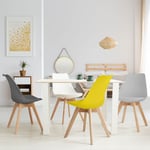 Lot de 4 chaises scandinaves Idmarket sara - Mix color gris foncé, gris clair, blanc et jaune - Multicolore - Multicolore