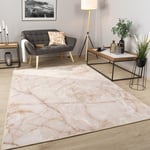 Paco Home - Tapis Salon Chambre Motif Abstrait Mamor Aspect Moderne Lavable Beige, 200x280 cm