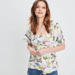 CREEKS - blouse smockée manches courtes ecru femme