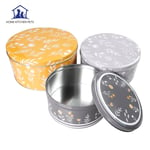 Cake Storage Tins Set 3 Round Nesting Airtight container Kitchen Food SweetGRY/Y